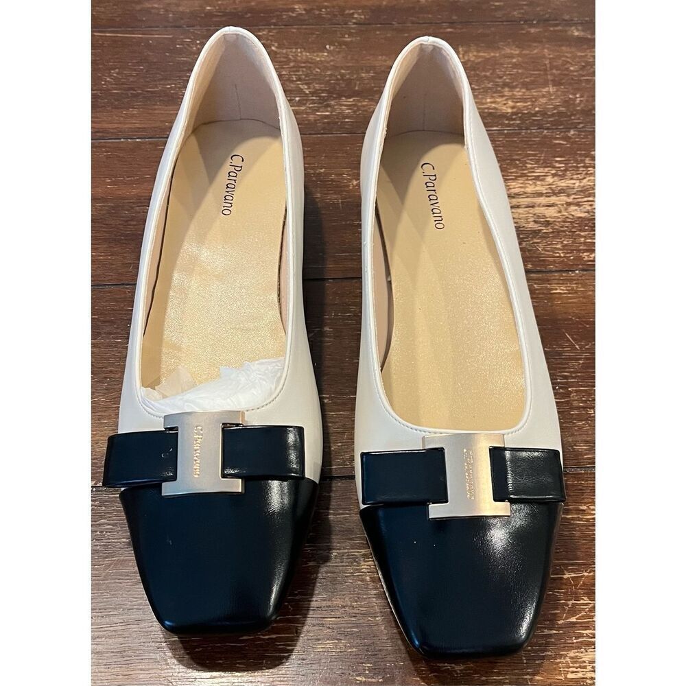 C.Paravano Women's Ballet Flats Shoes Square Toe Flats with Bowknot